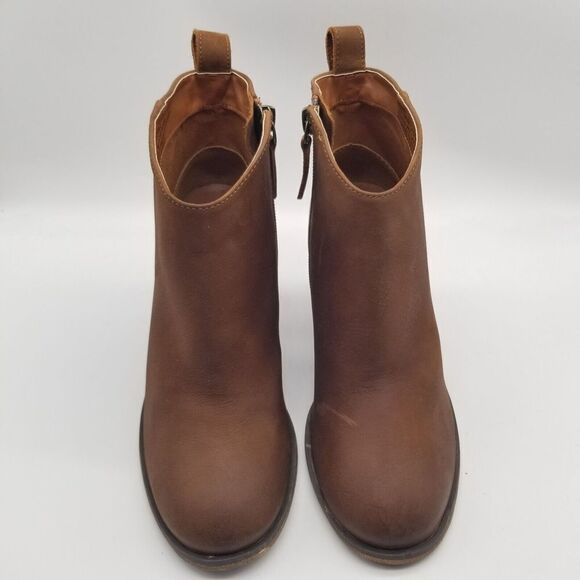BP. Women Lance Heeled Ankle Booties Size 6 Brown Leather Side Zip - Picture 2 of 7